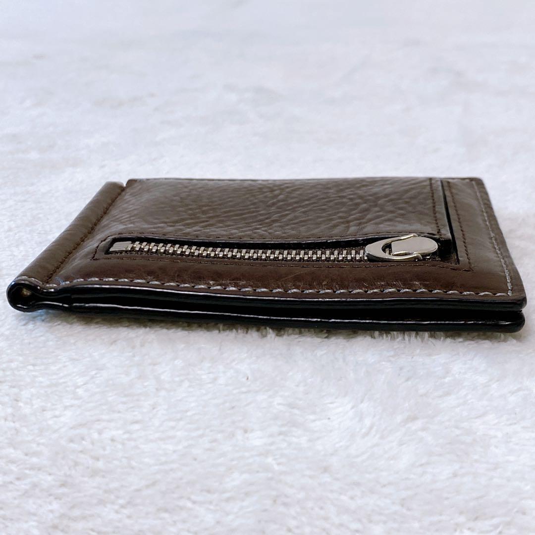 美品　土屋鞄　マネークリップウォレット　ダークブラウン　小銭入れ　カードポケット