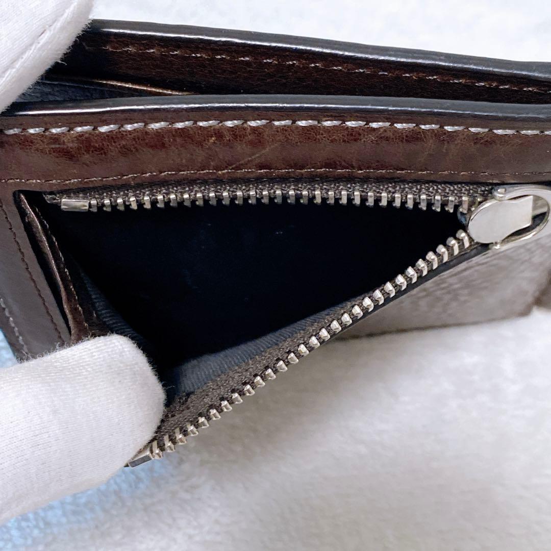 美品　土屋鞄　マネークリップウォレット　ダークブラウン　小銭入れ　カードポケット