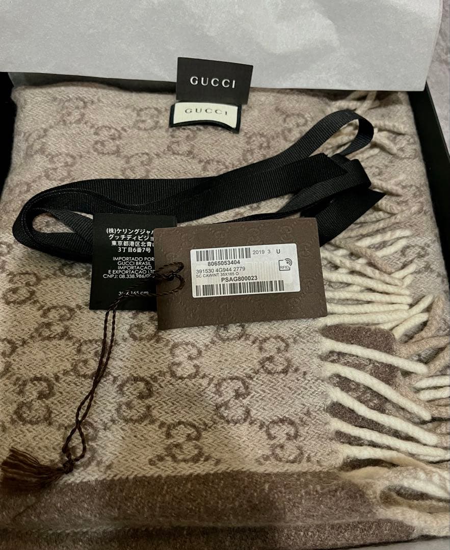GUCCI マフラー カシミヤ混紡 付属品多数 GG柄レディースメンズ