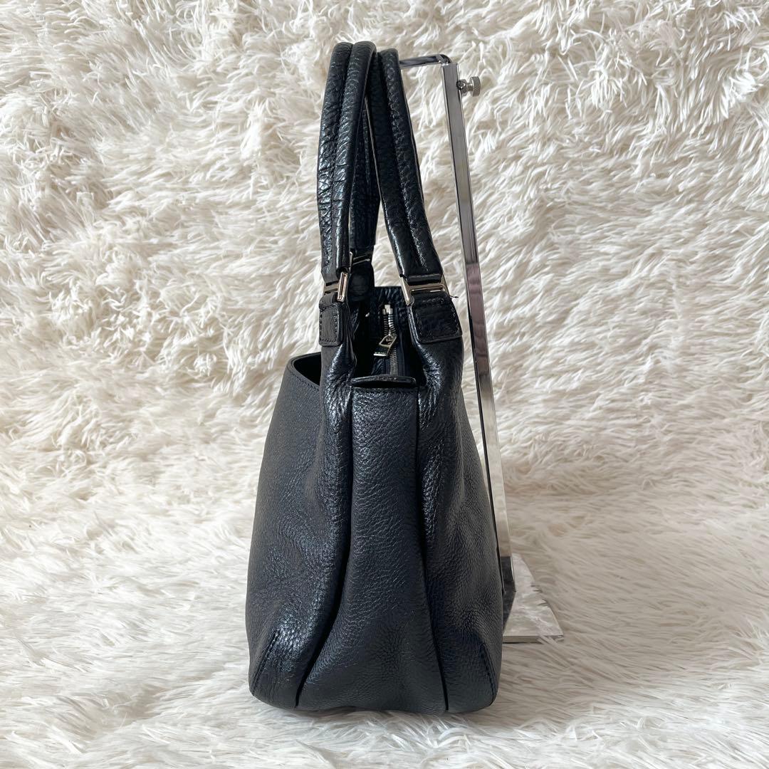 未使用級✨HIROFU ヒロフ　トートバッグ　ハンドバッグ　シボ革　ブラック