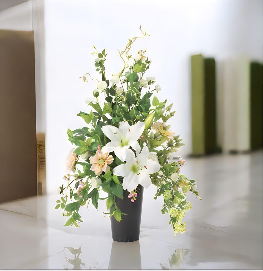 光触媒　人工観葉植物　フェイクグリーン　お供え花　スタイリッシュカサブランカ