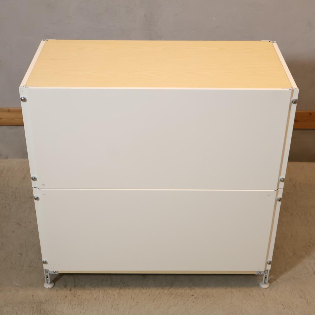 無印良品 MUJI スチール メープル材 3段ユニットシェルフ パネル付モダン