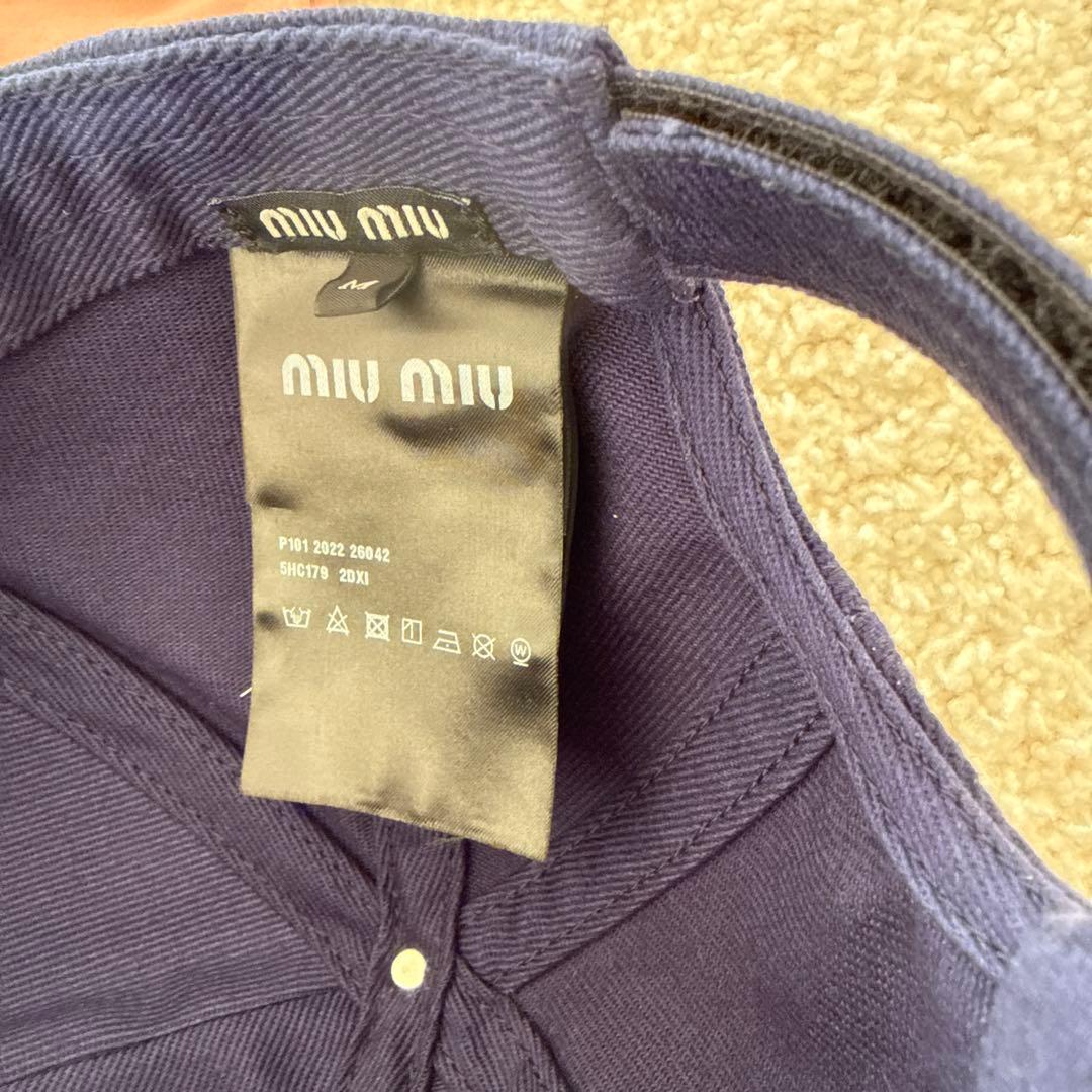 miu miu ミュウミュウ　デニム　ロゴネイビー　ベースボールキャップ