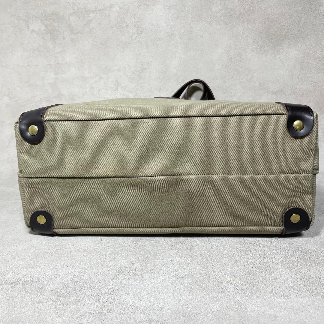 【美品】GLEN キャンバス レザー トートバッグ 保存袋 オリーブ