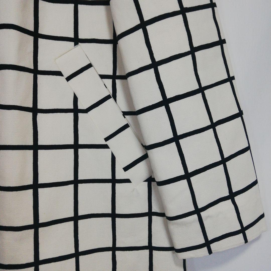 marimekko ステンカラーコート ホワイト 白 チェック マリメッコ 34