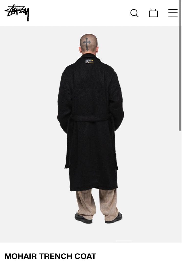 【即完サイズ・新品タグ付き】STUSSY MOHAIR TRENCH COAT
