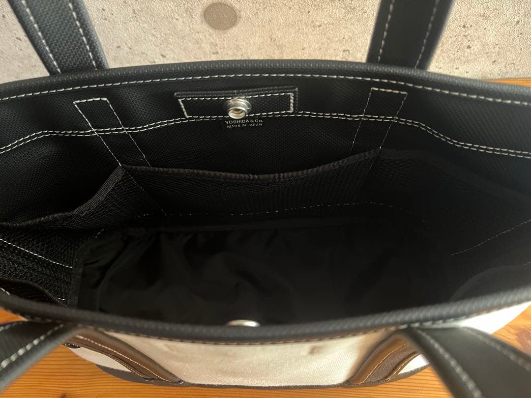 【極美品】Porter キャンバス トートバッグ ホワイト/ブラック