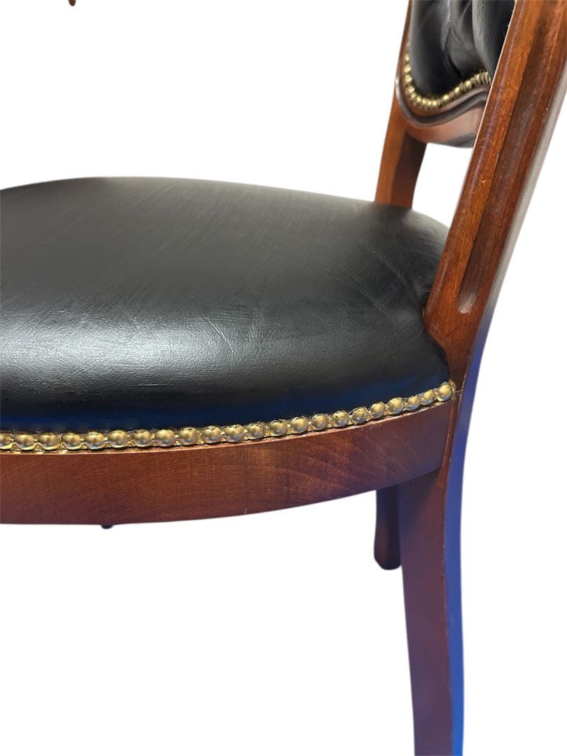 良品　イタリア ダイニングチェア 革張り 猫脚 ブラック②