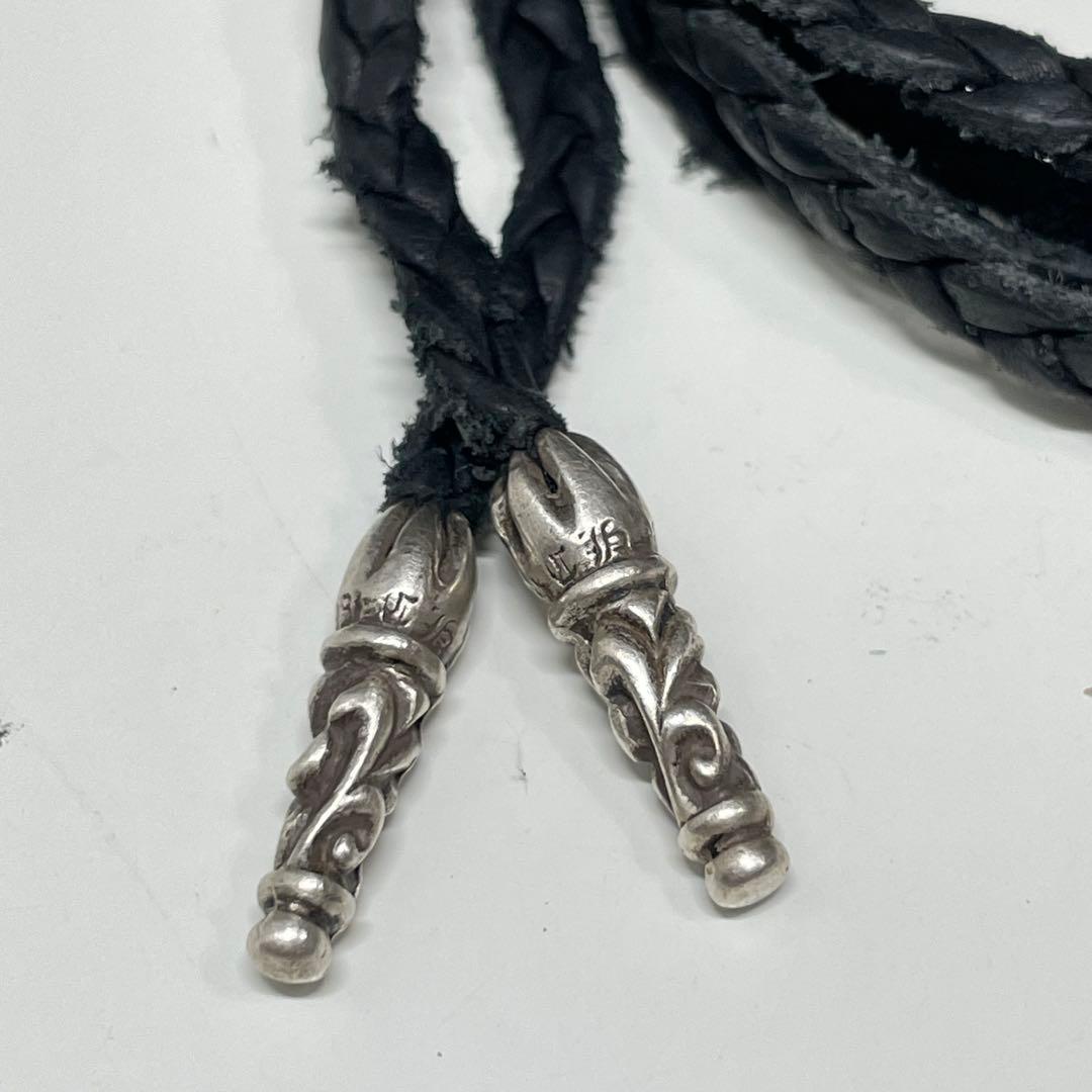 く*ぅ様 Chrome Hearts ブラックレザーブレード　ネックレス