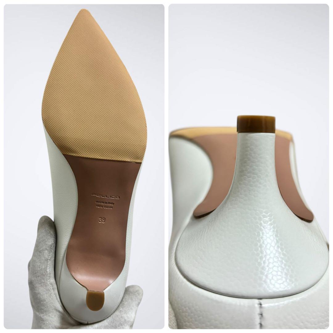 【未使用級】ペリーコ ANDREA アネッリ 白 38 パンプス 裏張り済
