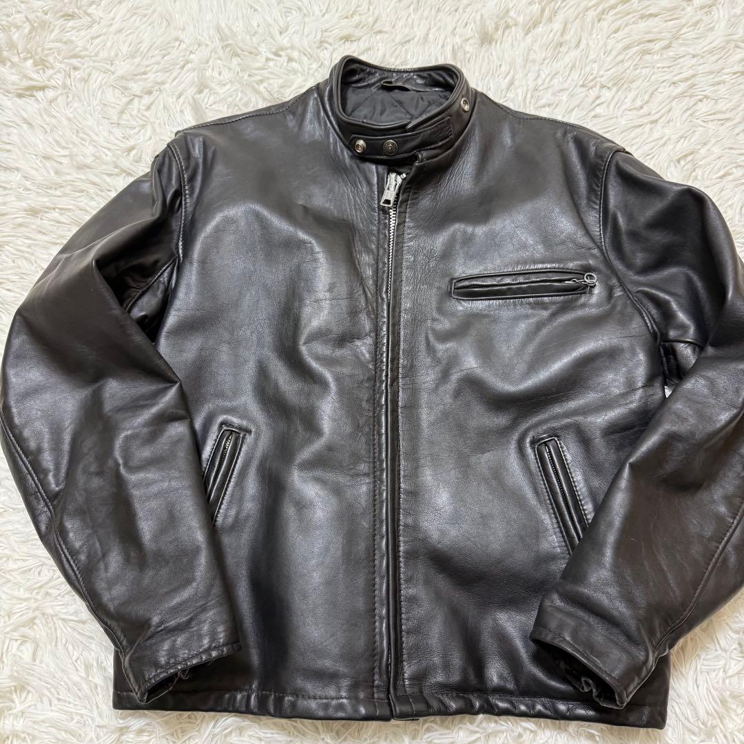 【希少サイズ42】SCHOTT レザーライダースジャケット　キルティング