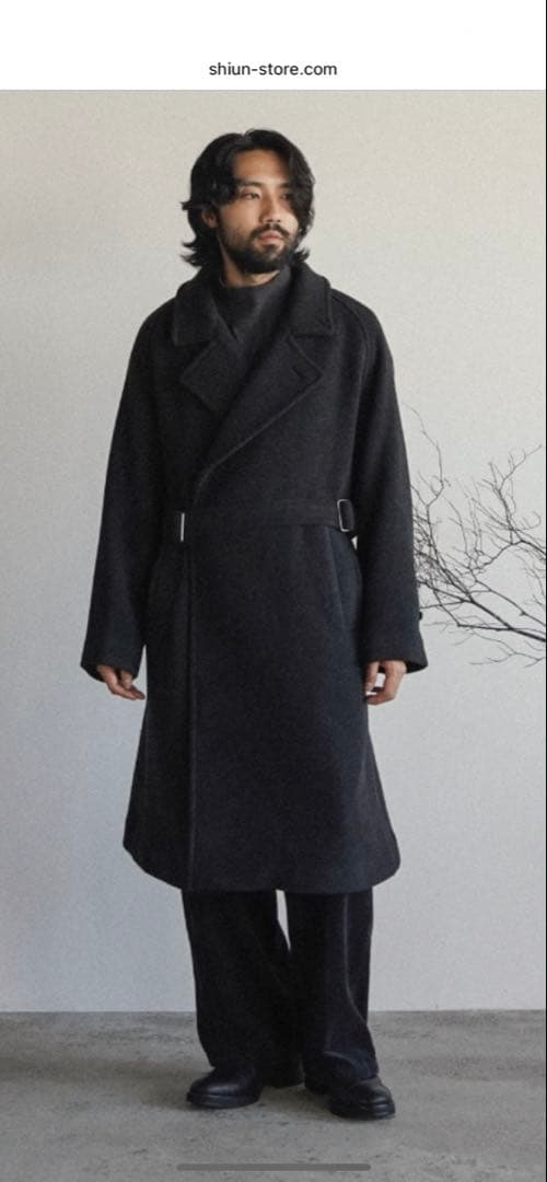 新品未使用Shiun TIELOCKENMELTONCOAT CHARCOA S