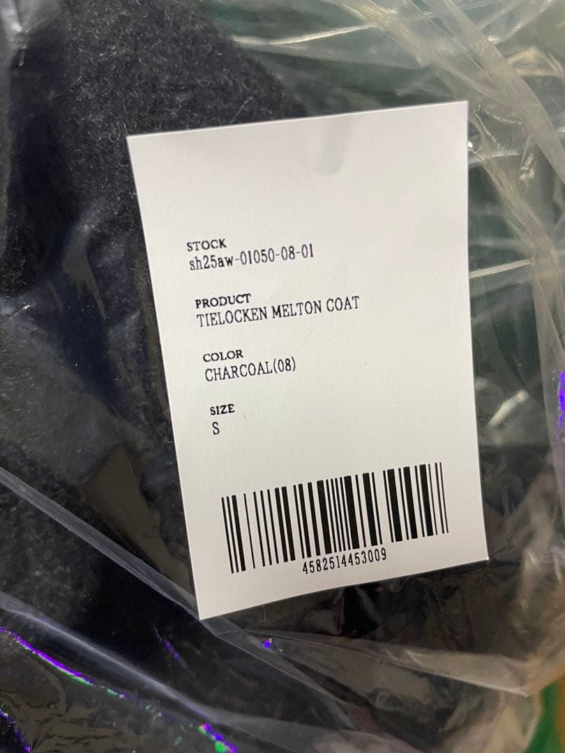 新品未使用Shiun TIELOCKENMELTONCOAT CHARCOA S
