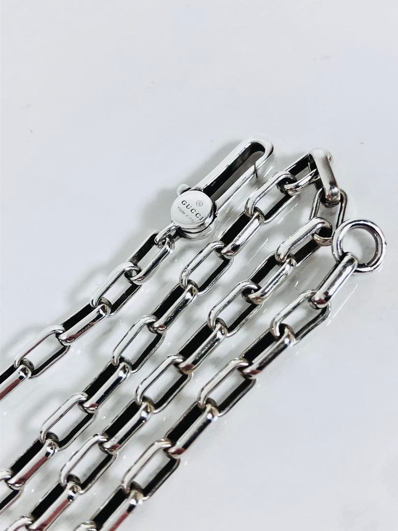 【超美品】GUCCI レクタングル チェーン ネックレス 男女兼用　SV925