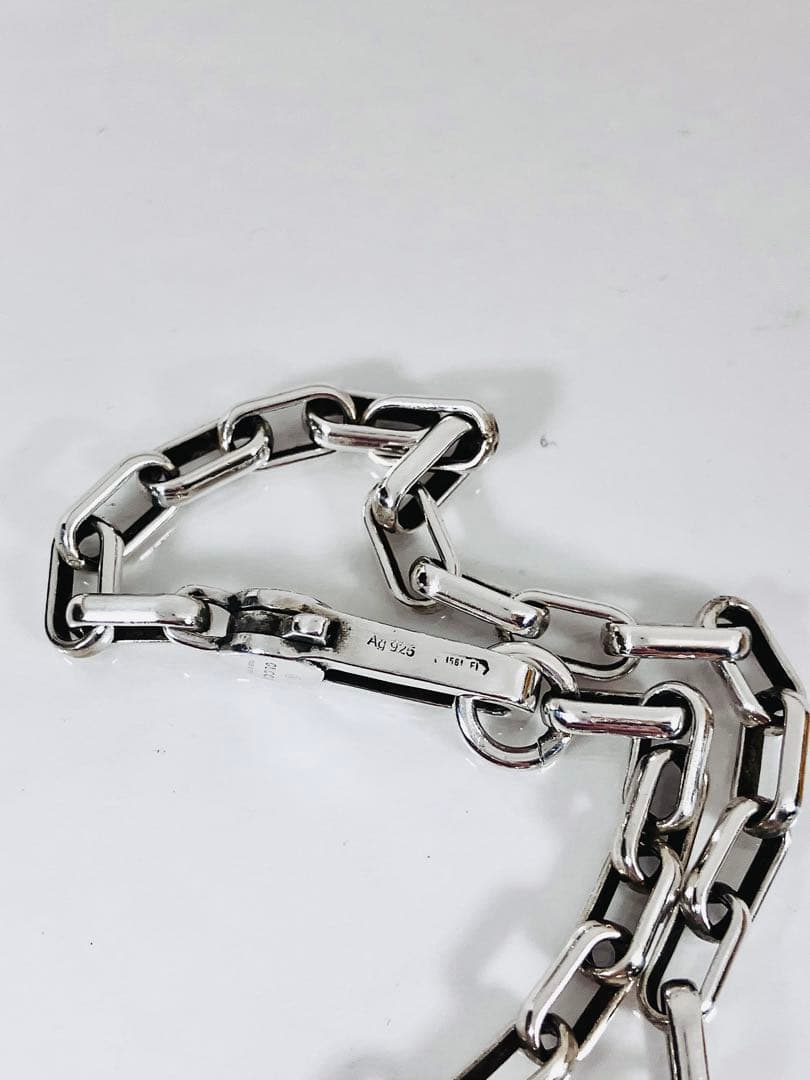 【超美品】GUCCI レクタングル チェーン ネックレス 男女兼用　SV925