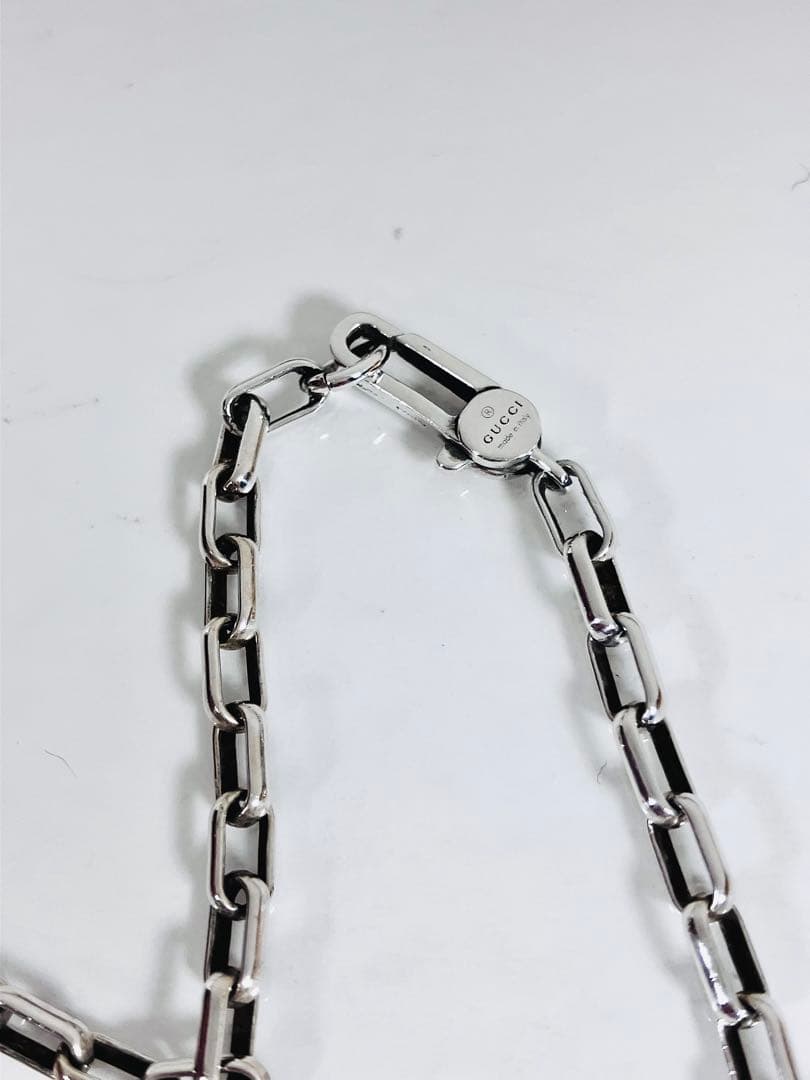 【超美品】GUCCI レクタングル チェーン ネックレス 男女兼用　SV925