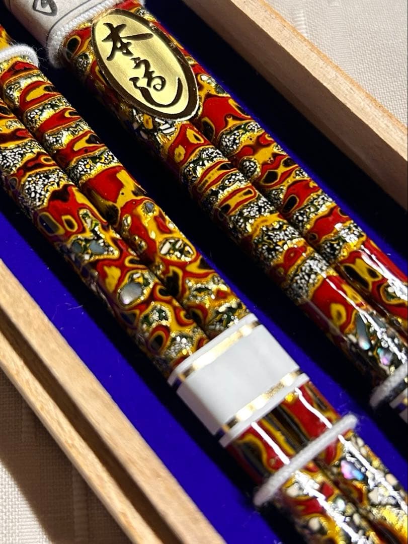 古代若狭塗 塗り箸 ラデン 本漆 夫婦箸