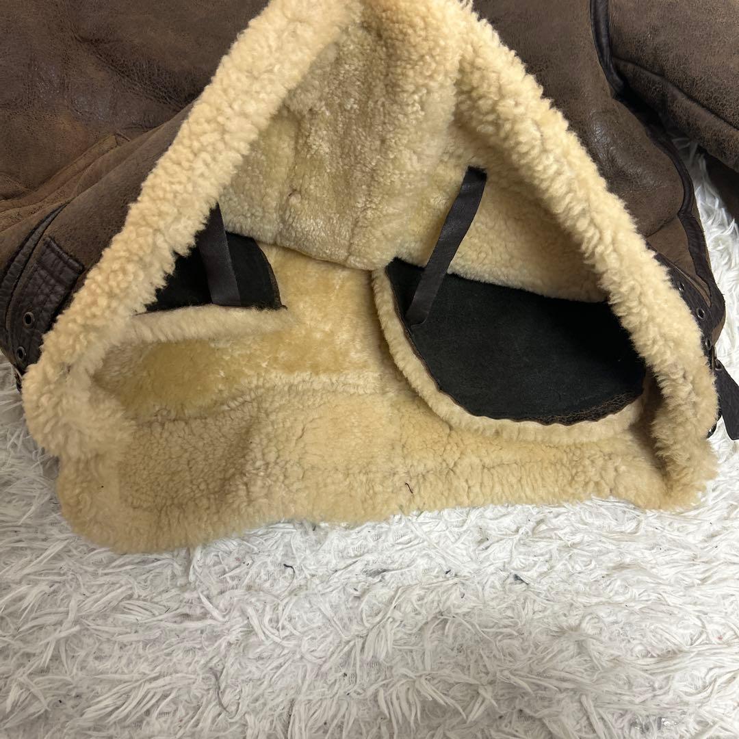 美品✨B-3 フライトジャケット ムートン リアルレザー ダークブラウン L相当