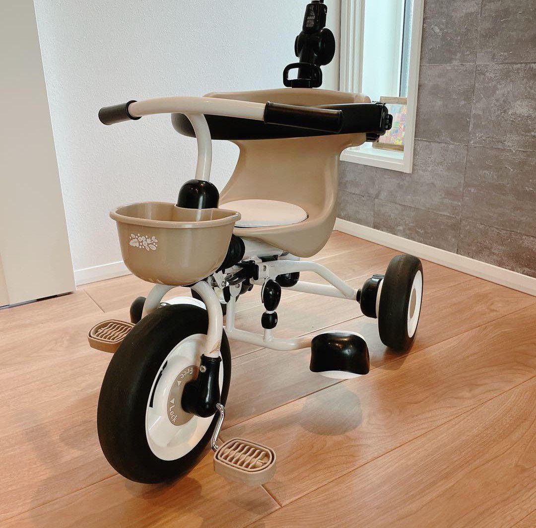 【美品】ides 折りたたみおさんぽ　コンポ ベージュ 折りたたみ三輪車