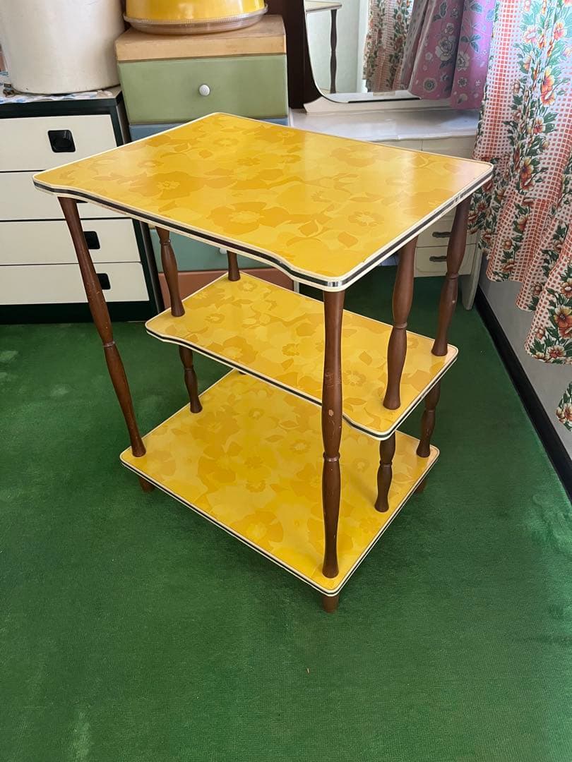 ワゴン ラック 昭和レトロ 当時物 インテリア アンティーク レトロポップ 花柄