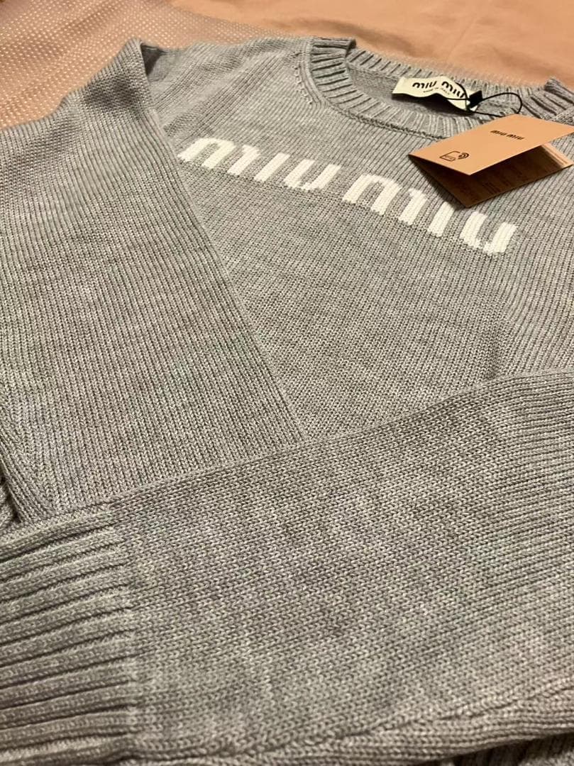 ロゴ ニット　グレー　L