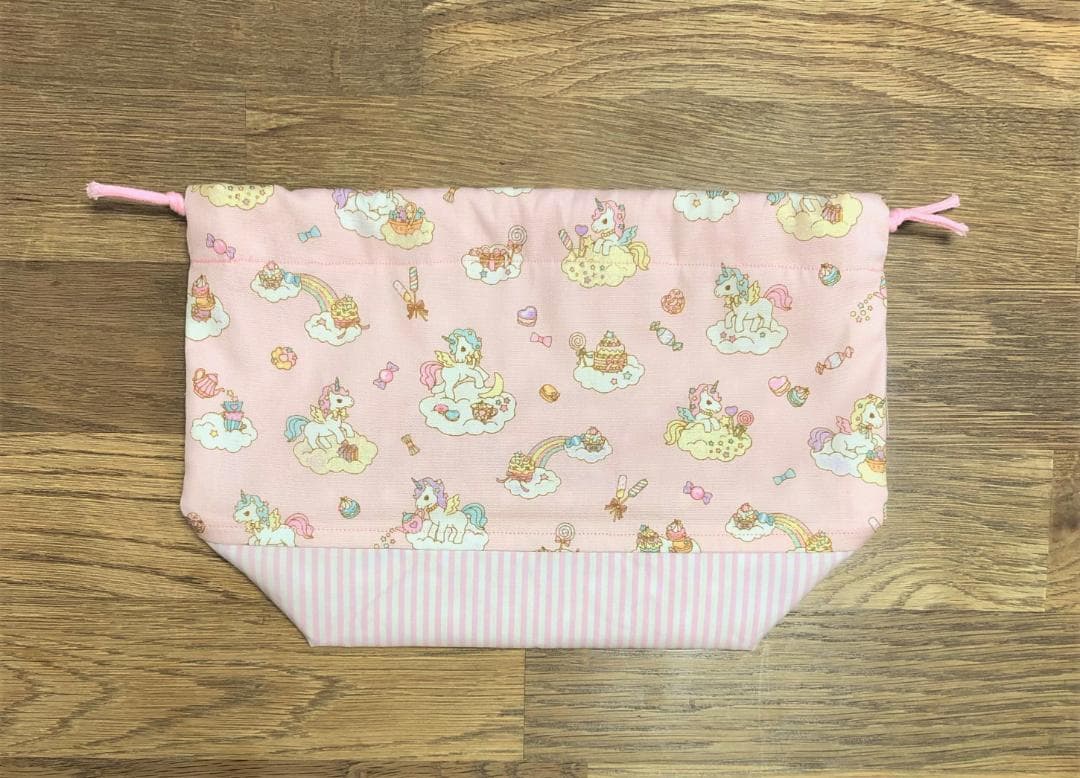 【オーダー品】お弁当袋　ユニコーン　ピンク　ストライプ　ラメ　色違い