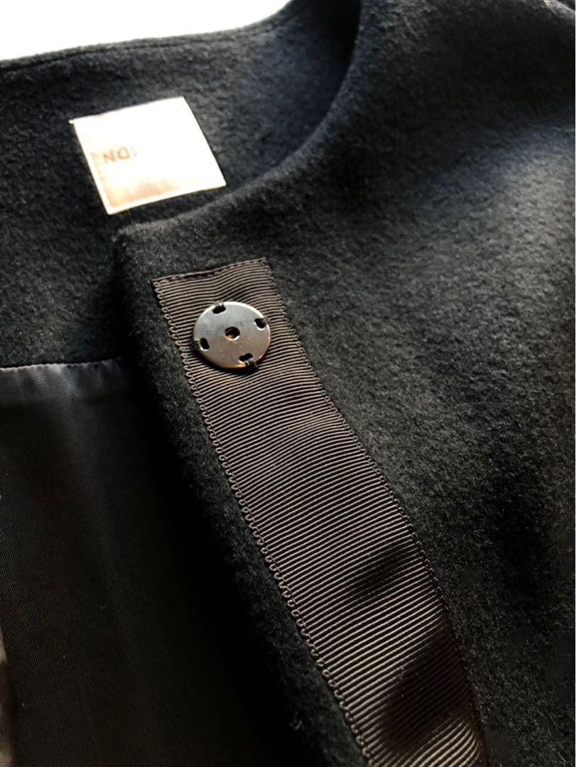 ノーリーズ ダブルクロスノーカラーロングコート M～L