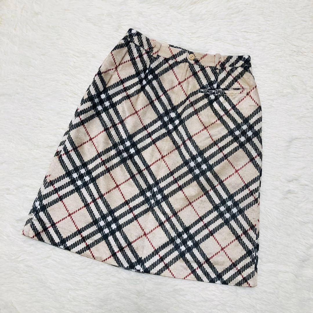 美品✨バーバリー ゴルフ スカート ひざ丈 ノバチェック ベージュ