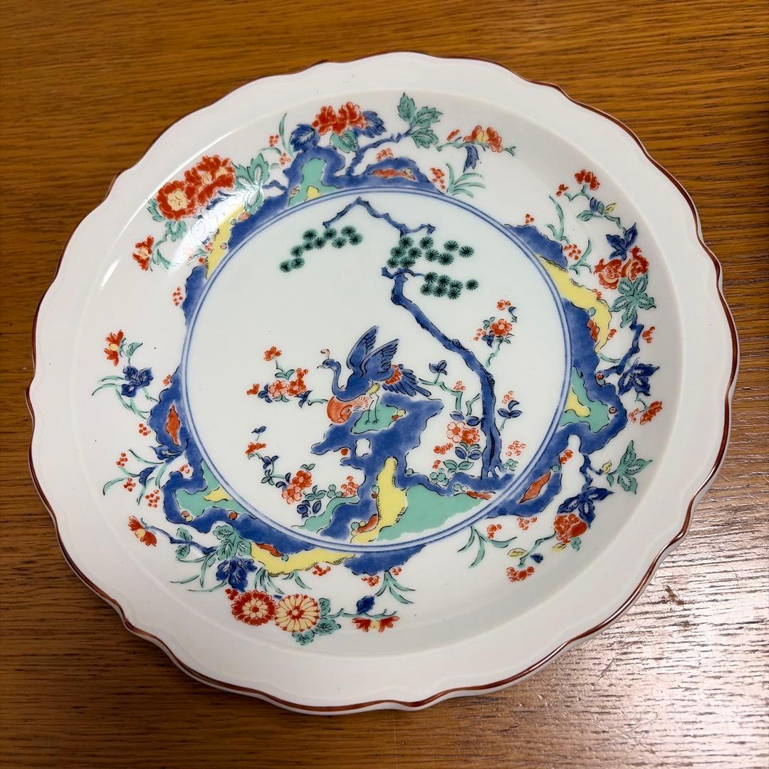 花と鳥の絵柄 陶磁器皿 20cm