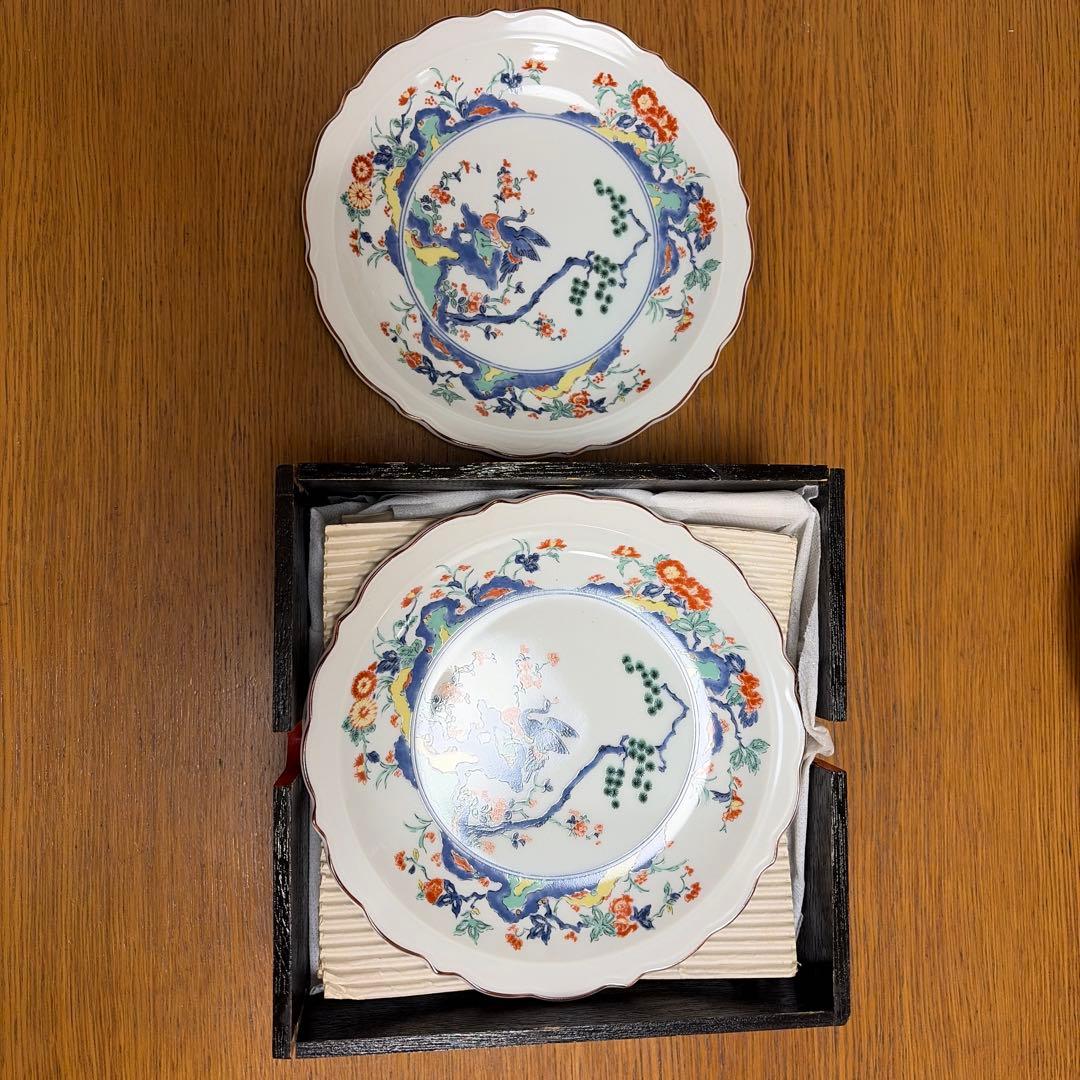 花と鳥の絵柄 陶磁器皿 20cm