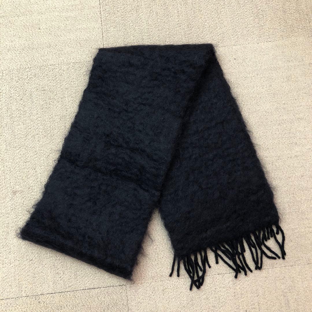 ロエベ モヘア マフラー ウール 黒 ストール S3346