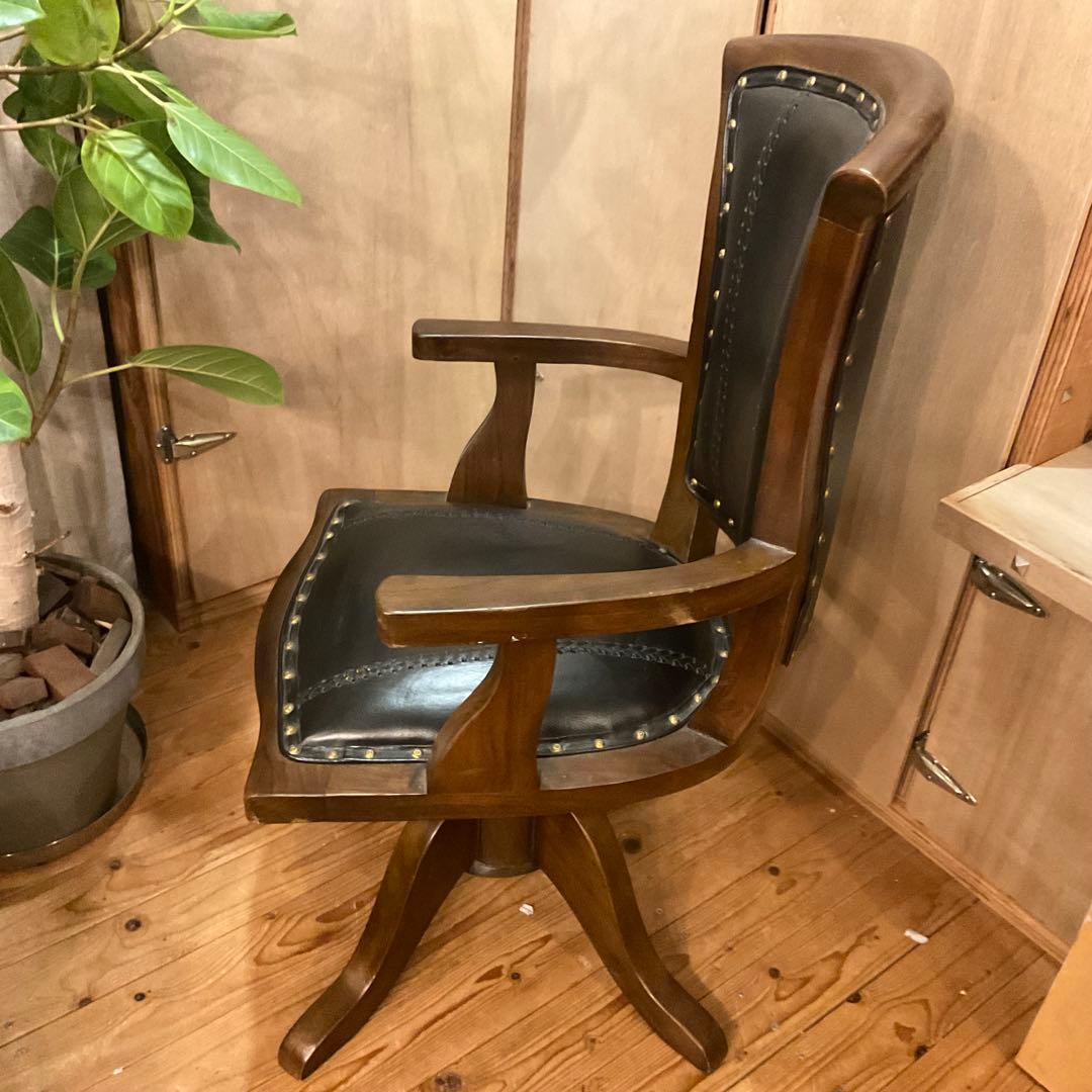 回転チェア ヴィンテージ オフィスチェア 木製 デスクチェア 椅子 レトロl