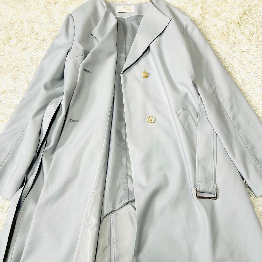 anySiS ノーブルライトテロンチコート 春コート 羽織り ブルーグレー L