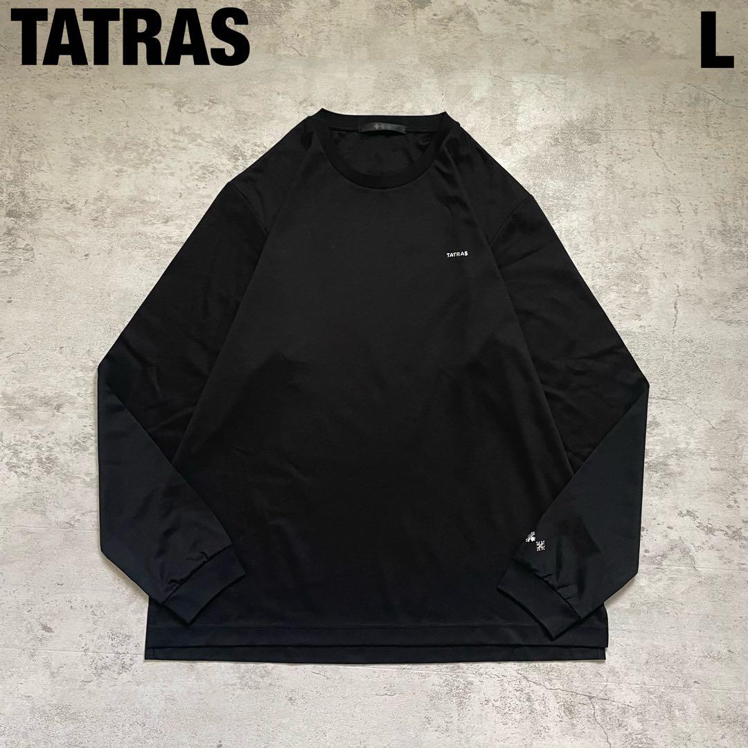 極美品 TATRAS ロゴ ロンT ブラック L ミニマル モード ストリート