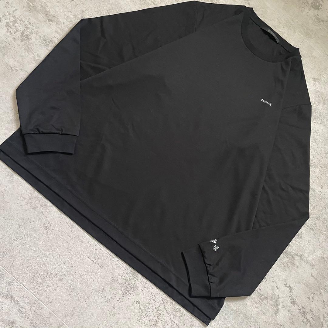 極美品 TATRAS ロゴ ロンT ブラック L ミニマル モード ストリート