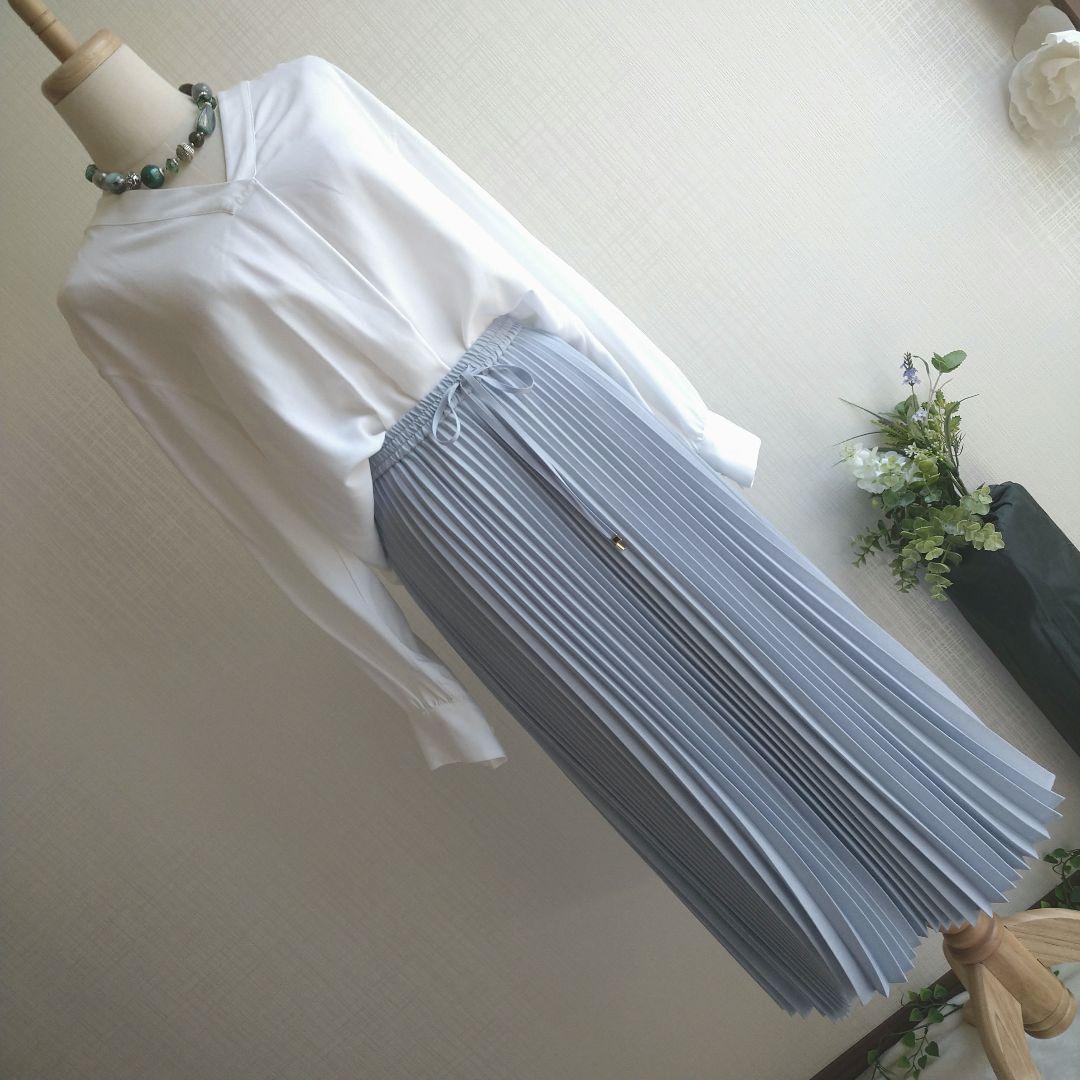 【新品】自由区 レディース 大きいサイズ プリーツスカート 44 水色