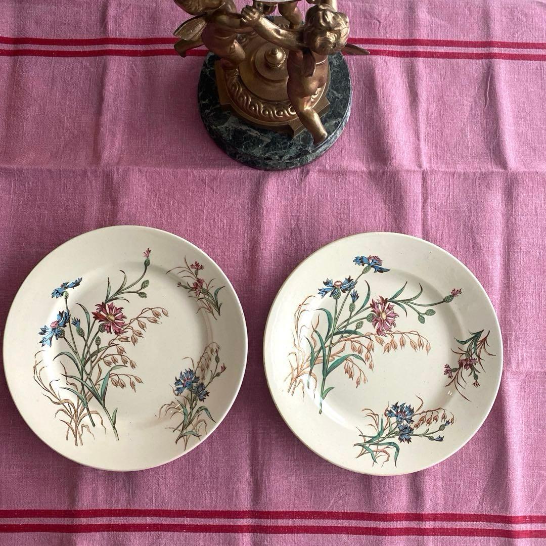 フランスアンティーク　LunevilleリュネヴィルBLEUET　矢車菊プレート