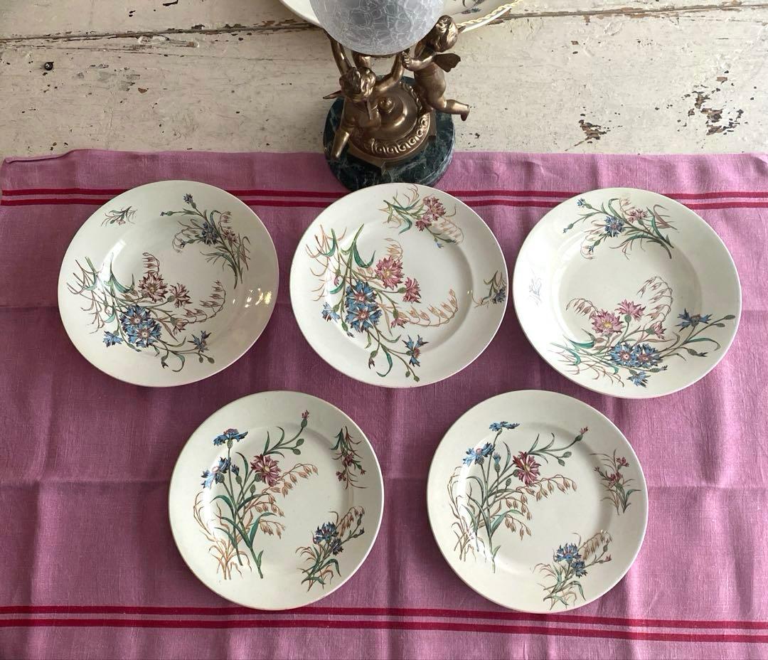 フランスアンティーク　LunevilleリュネヴィルBLEUET　矢車菊プレート