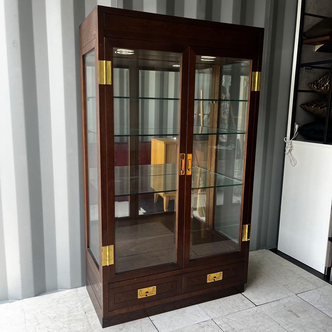 取付無料！カリモク ドマーニ モーガントン おしゃれアンティークガラス飾り棚✨