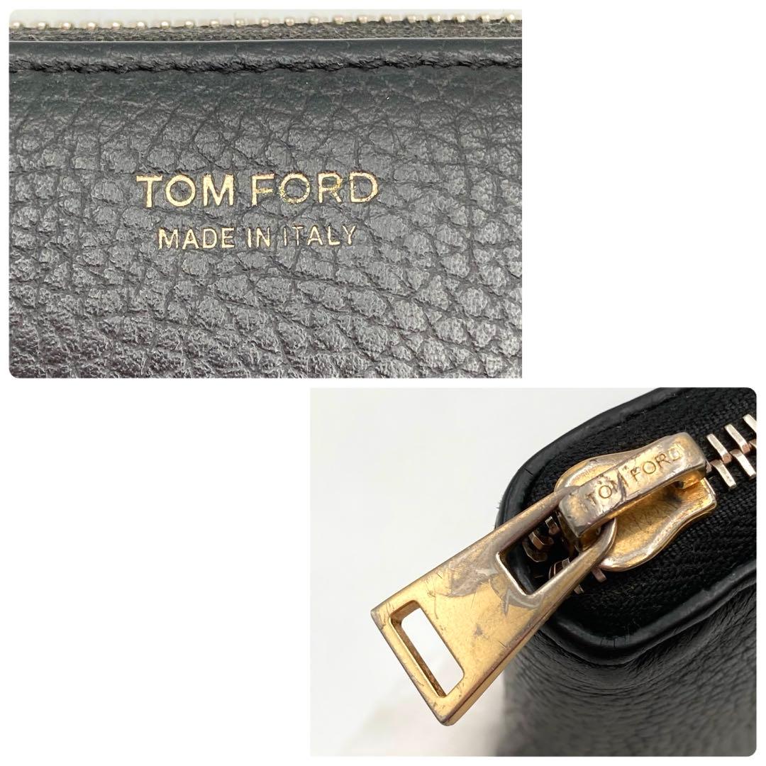 Seren✨ TOM FORD 長財布 ラウンドジップ 黒 レザー ロゴ