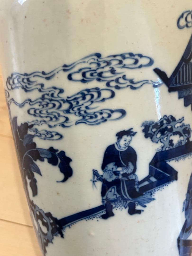 清早期　青花染付人物図大花瓶　中国美術唐物