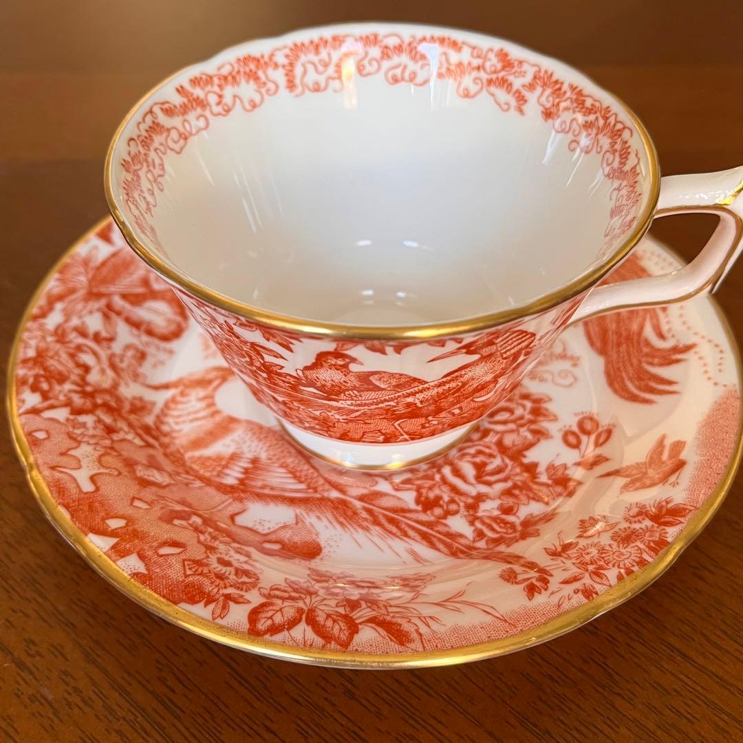 【希少品】ロイヤルクラウンダービー★レッド＆ゴールドエイビス★C/S 2客