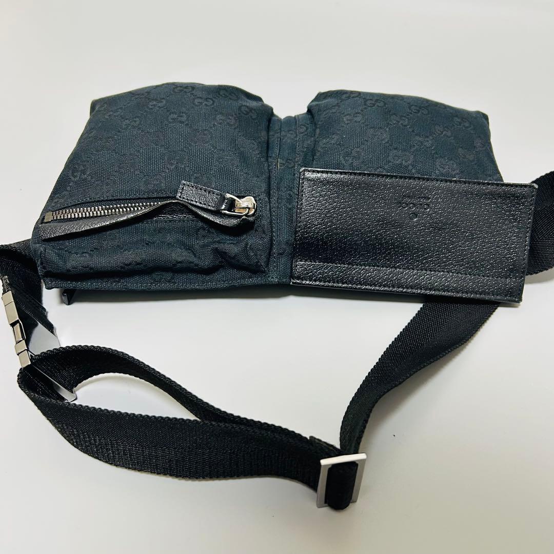 GUCCIグッチ GGキャンバス レザー ボディバッグ ウエストポーチ
