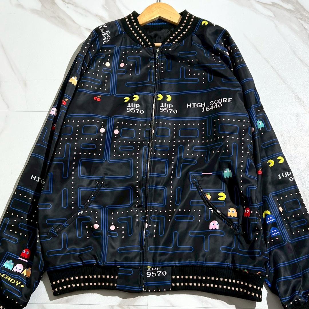 美品　PAC MAN　パックマン　モンスター　リバーシブル　スカジャン　XL黒