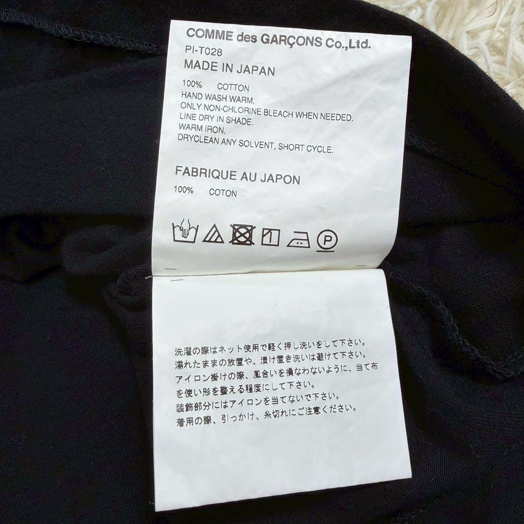 コムデギャルソンオムプリュス 刺繍Tシャツ 花柄 黒 L 日本製 AD2021