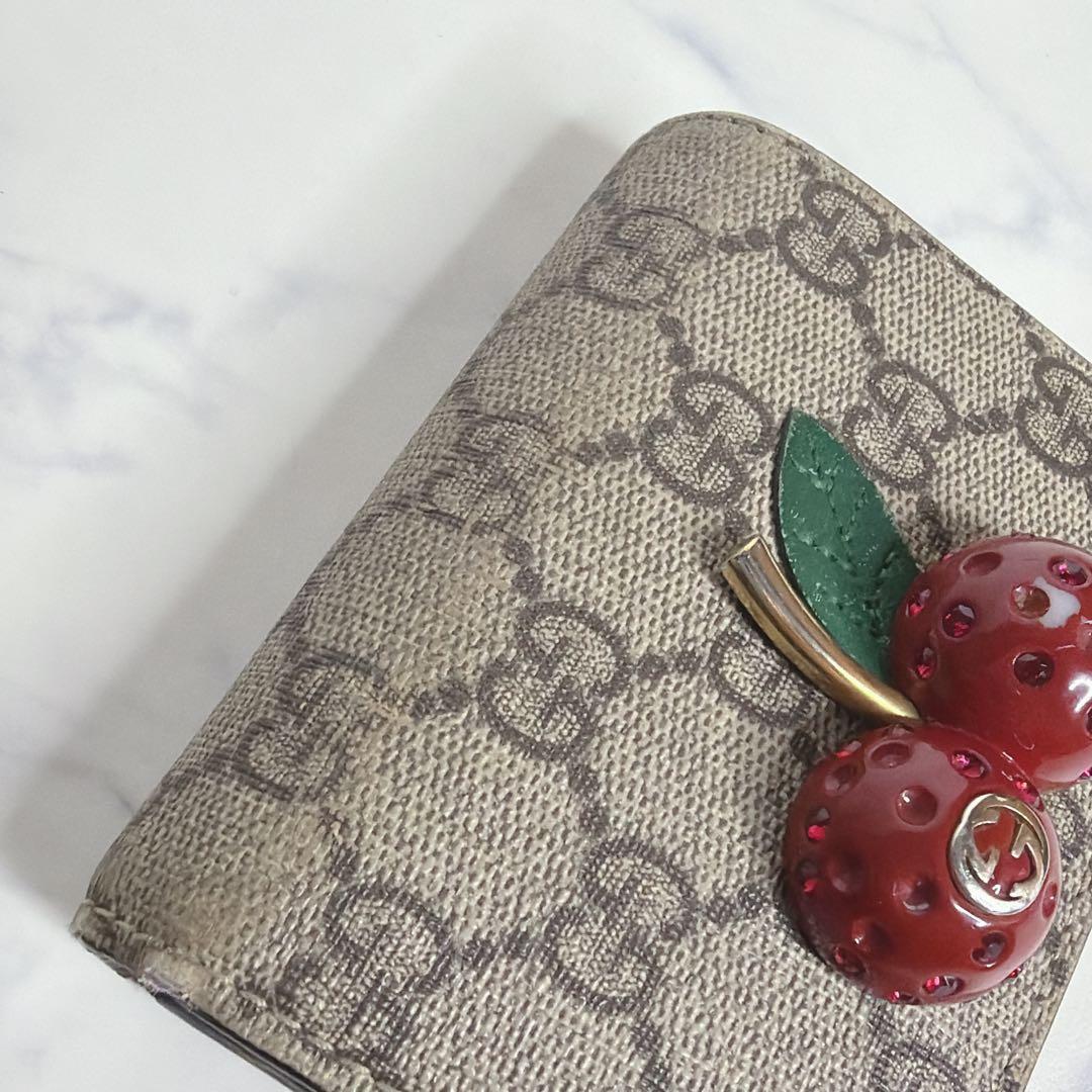 GUCCI グッチ GGスプリーム 2つ折り財布 さくらんぼ チェリー