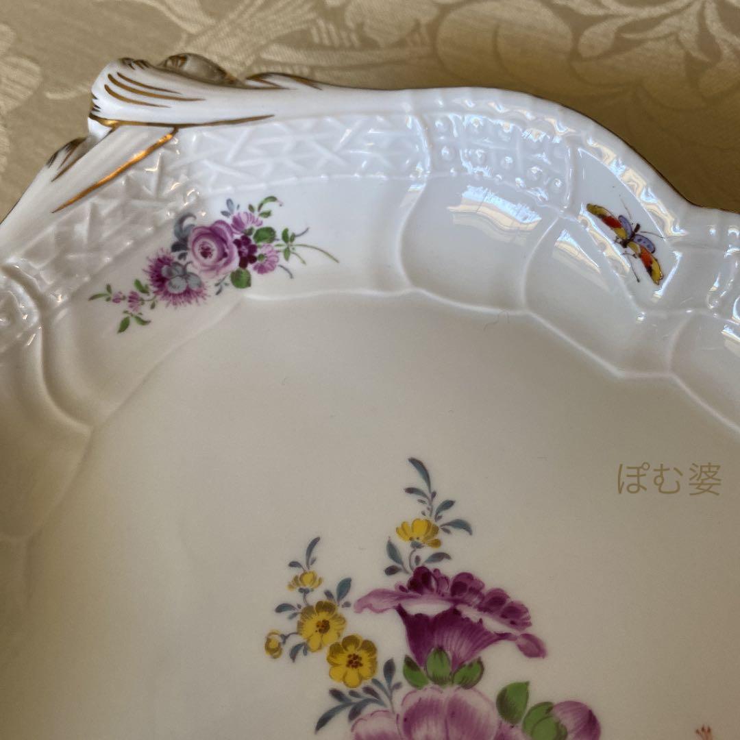 【マイセン】「旧画法／果物・花と昆虫」楕円大皿