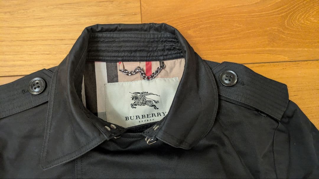 【BURBERRY LONDON】トレンチコート M 黒 ブラック メンズ