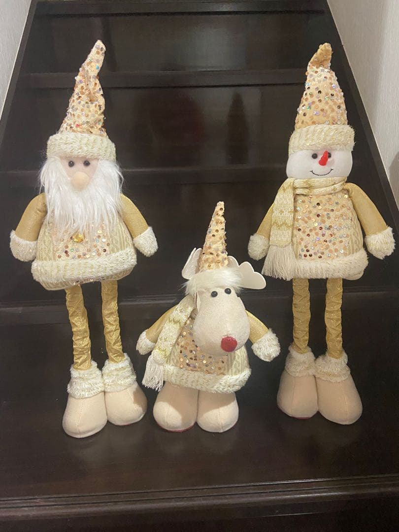 ゴールドクリスマス人形 3体セット