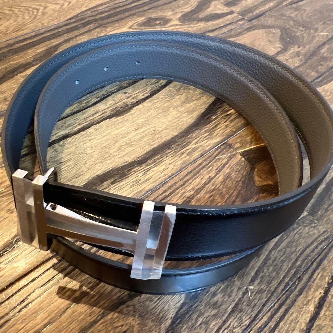 【ほぼ未使用 】HERMES エルメス Hオカレ レザーベルト 85 ブラック